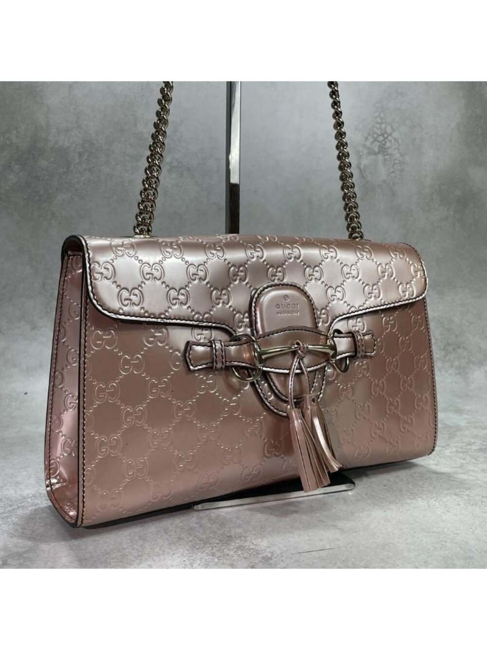 Gucci GG Shoulder Bag Horsebit Emily Pink